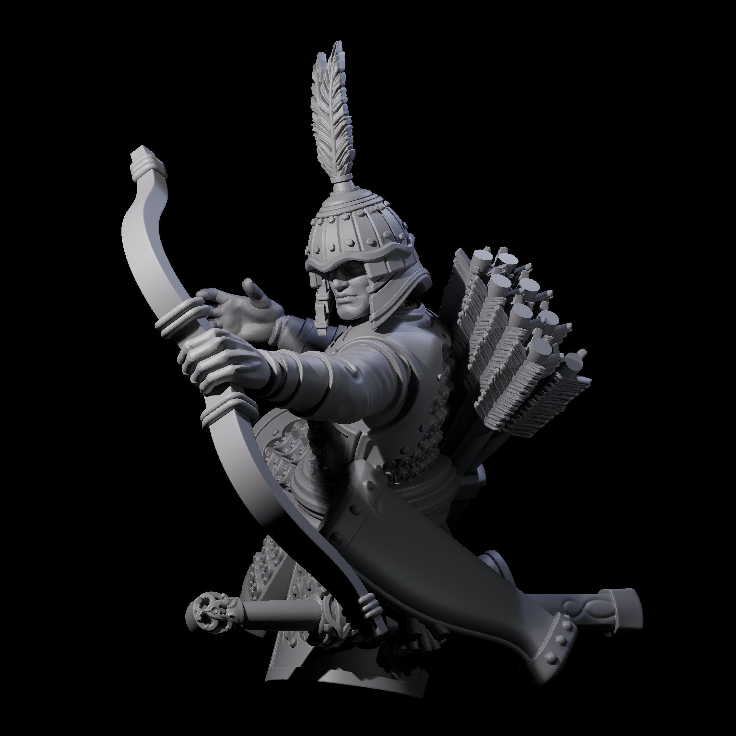 Kneeling Human Archer C Miniature for Dungeons and Dragons, Pathfinder or other TTRPGs