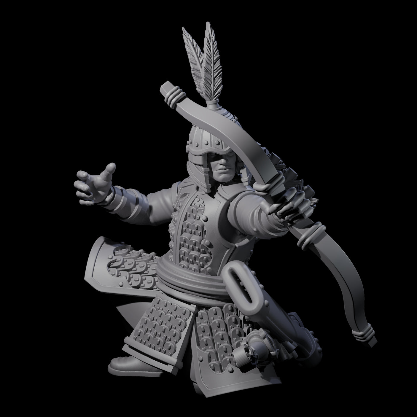 Kneeling Human Archer C Miniature for Dungeons and Dragons, Pathfinder or other TTRPGs