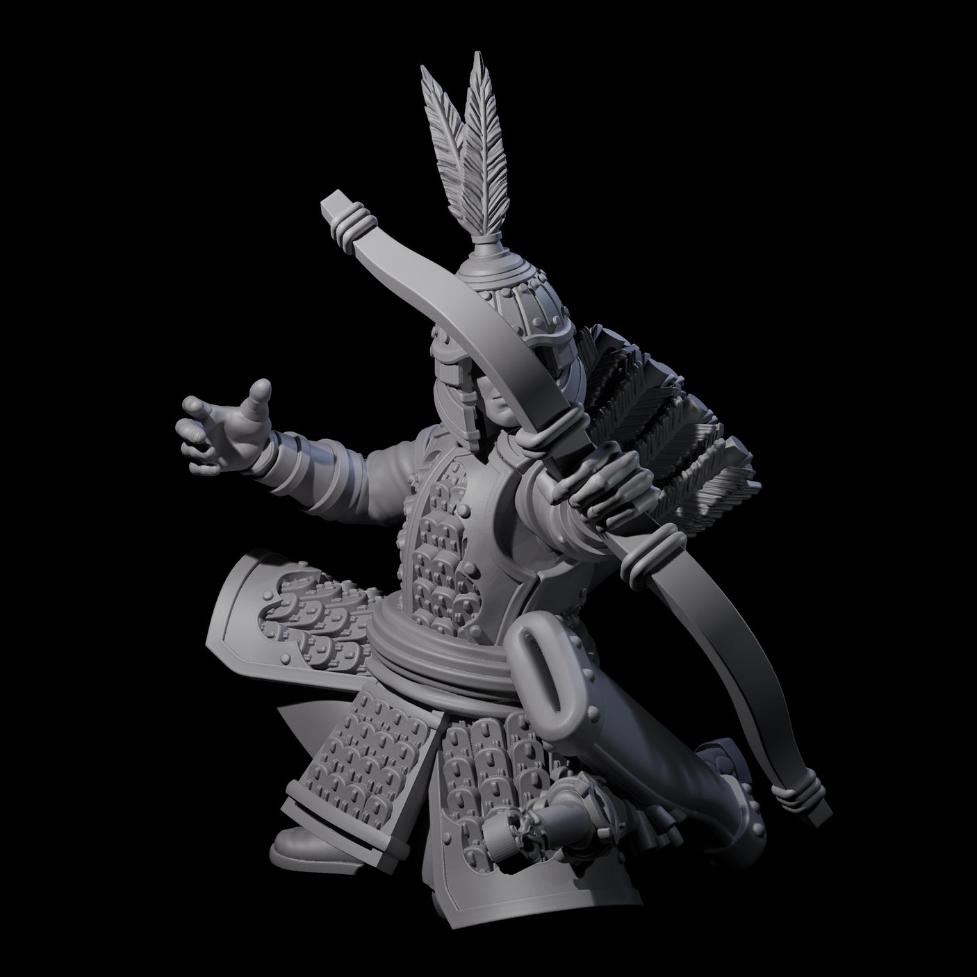 Kneeling Human Archer C Miniature for Dungeons and Dragons, Pathfinder or other TTRPGs