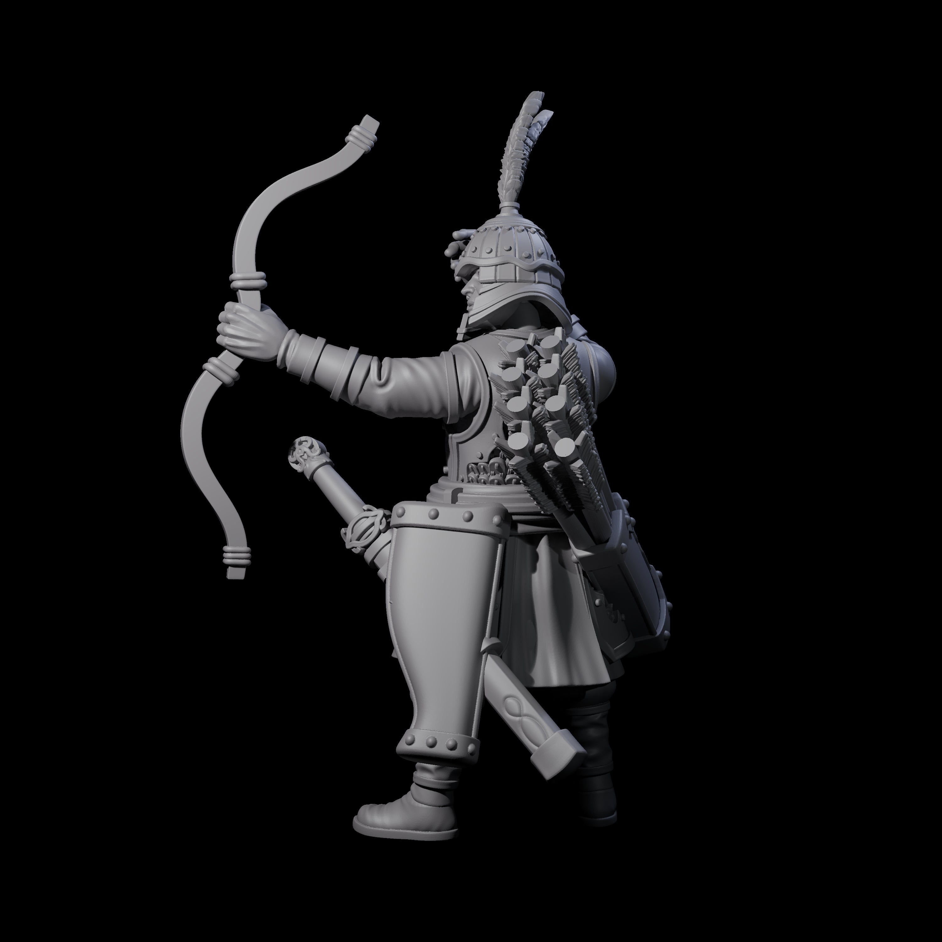 Kneeling Human Archer D Miniature for Dungeons and Dragons, Pathfinder or other TTRPGs