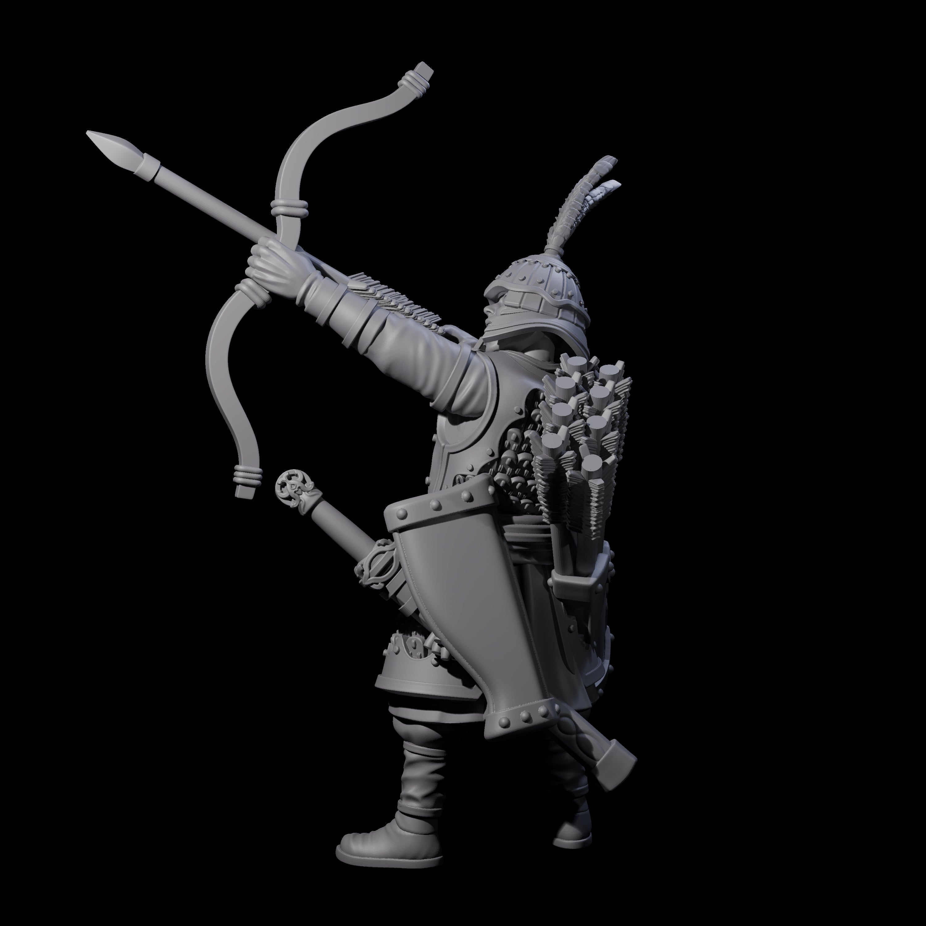 Kneeling Human Archer E Miniature for Dungeons and Dragons, Pathfinder or other TTRPGs