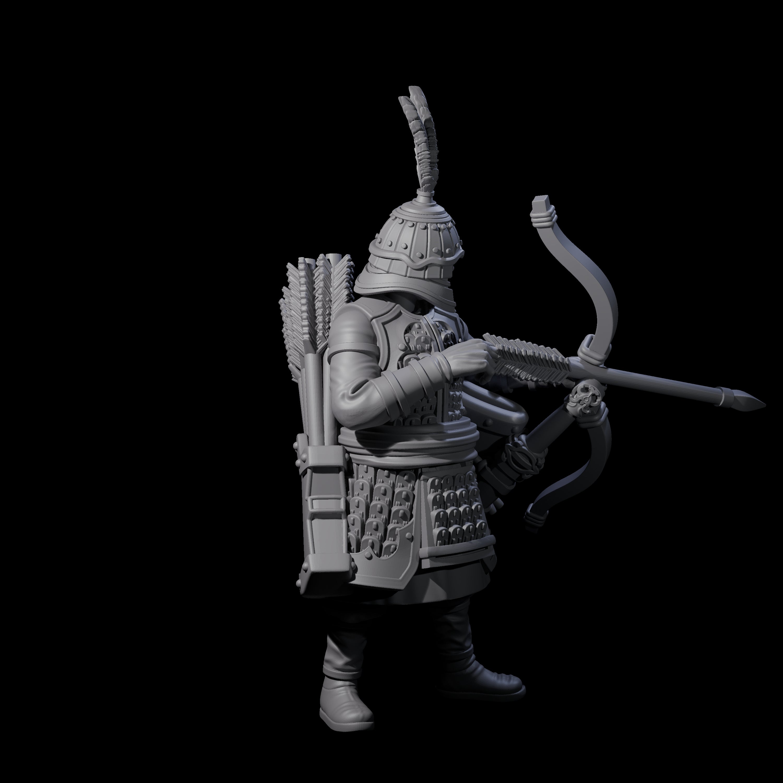 Kneeling Human Archer F Miniature for Dungeons and Dragons, Pathfinder or other TTRPGs