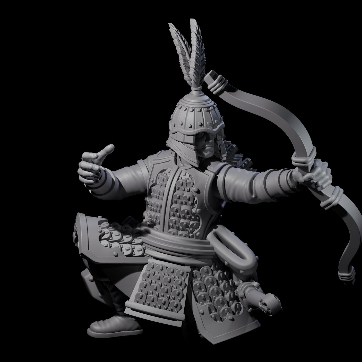 Kneeling Human Archers Miniature for Dungeons and Dragons, Pathfinder or other TTRPGs