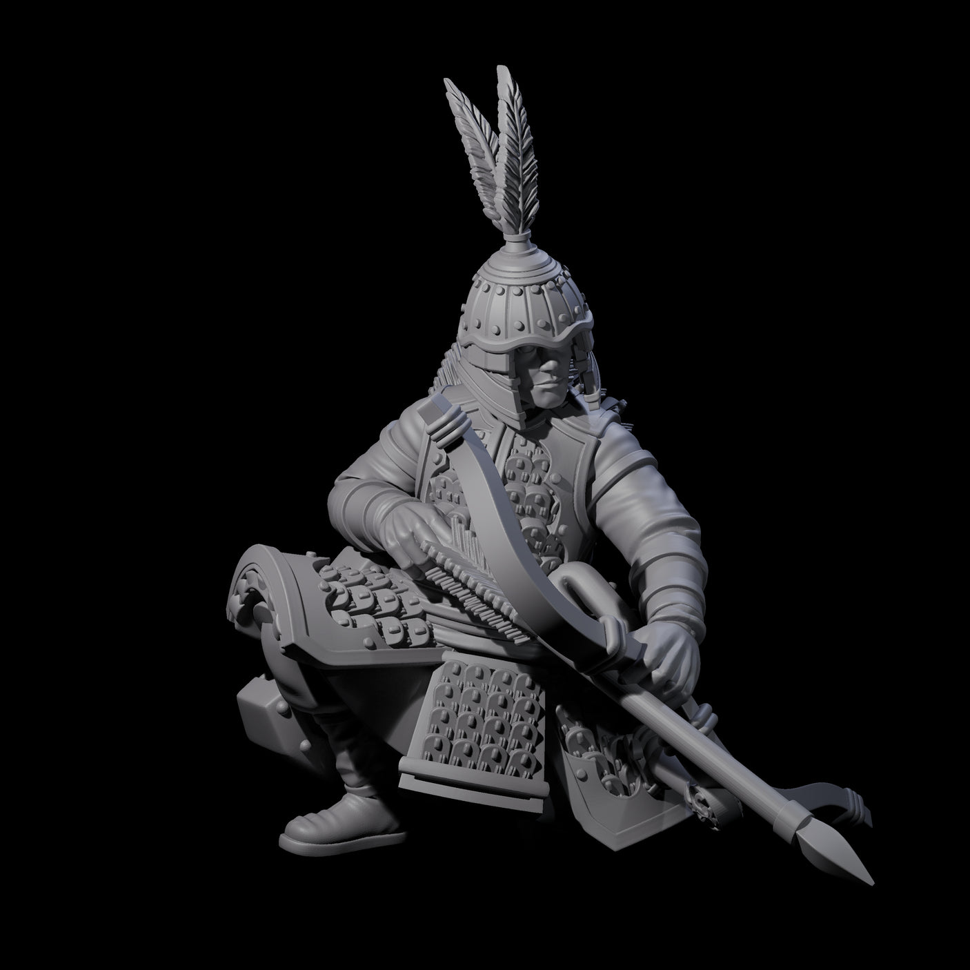Kneeling Human Archers Miniature for Dungeons and Dragons, Pathfinder or other TTRPGs