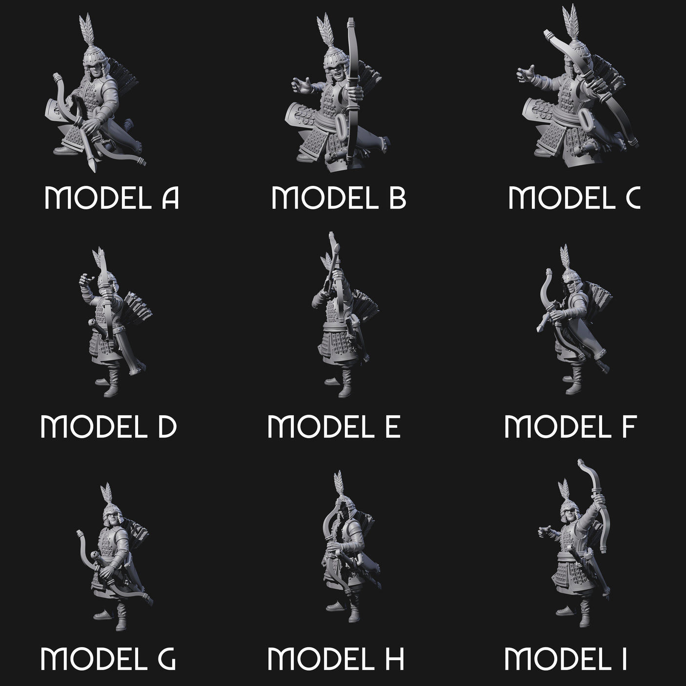 Kneeling Human Archers Miniature for Dungeons and Dragons, Pathfinder or other TTRPGs