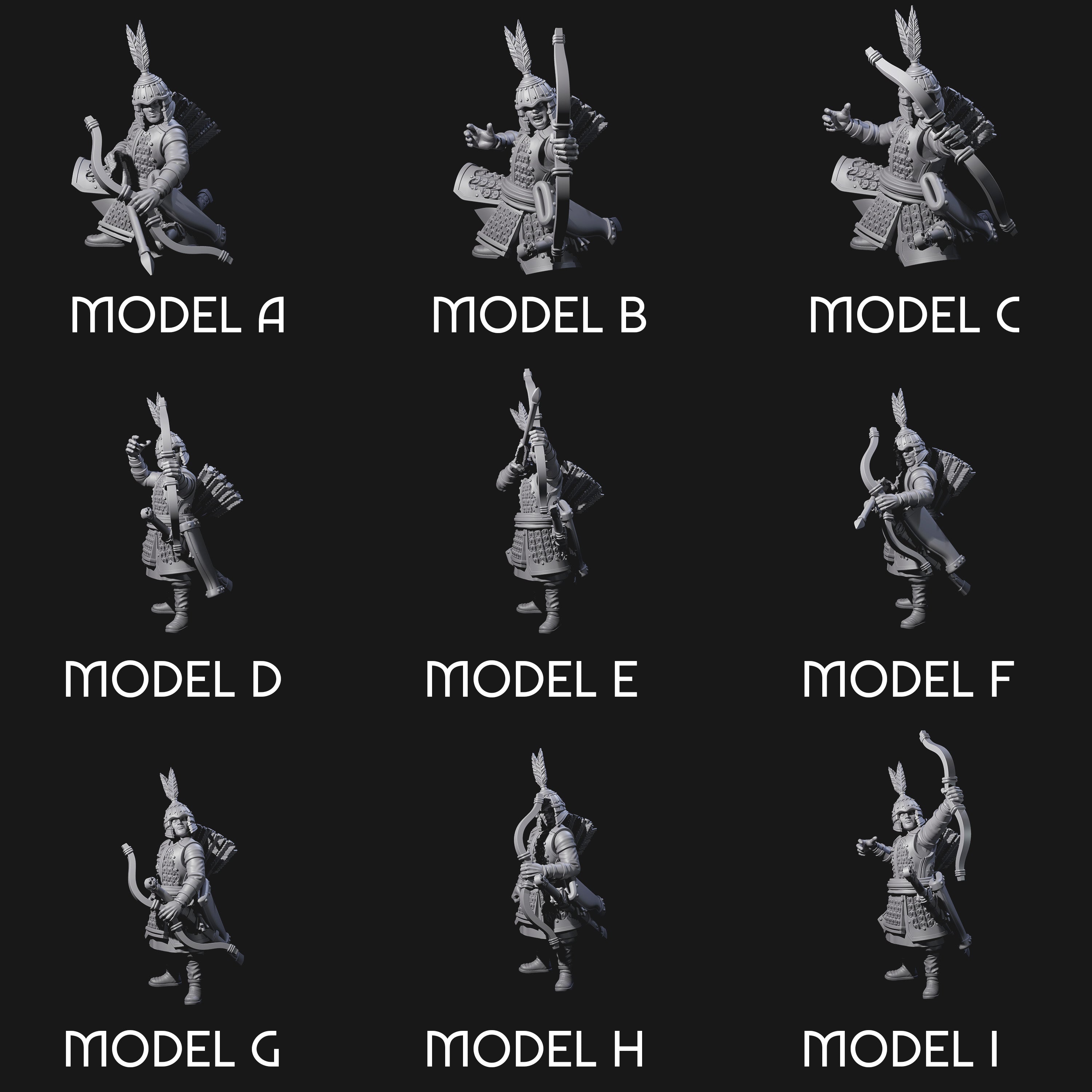 Kneeling Human Archers Miniature for Dungeons and Dragons, Pathfinder or other TTRPGs