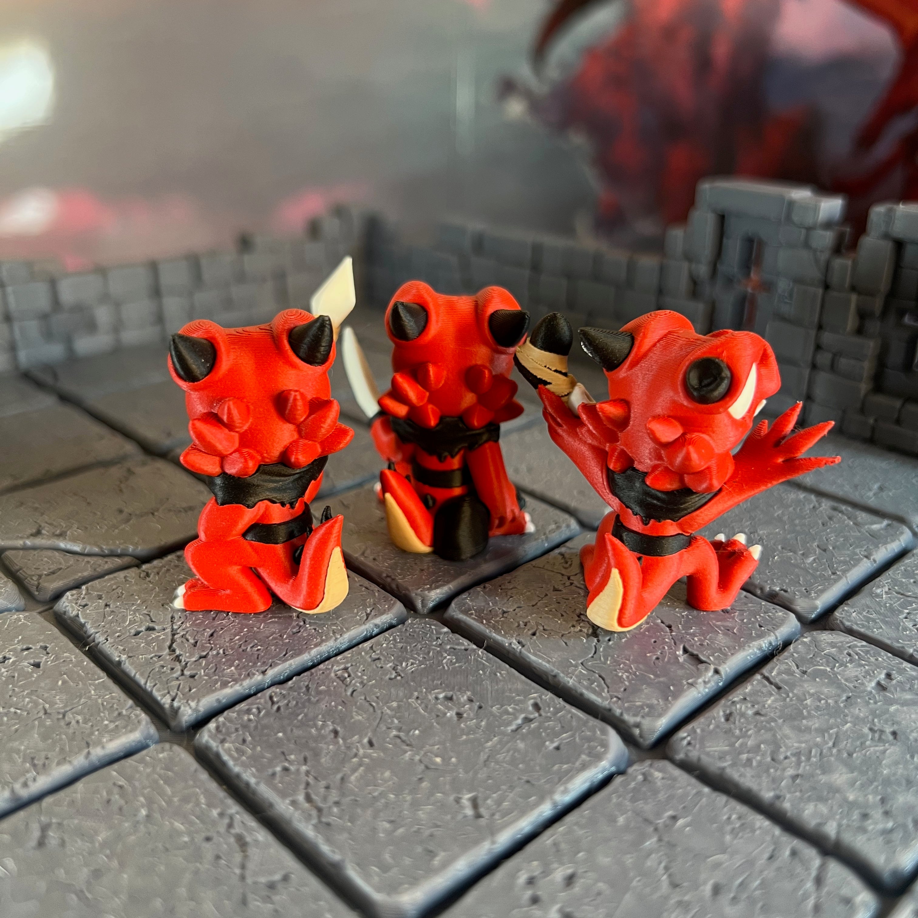 Kobold Fighters Set of Three Multicolour Table Ready Miniatures Miniature for Dungeons and Dragons, Pathfinder or other TTRPGs