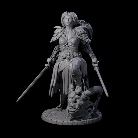 Lady Baudicea - Troll Slayer Fighter Miniature for Dungeons and Dragons, Pathfinder or other TTRPGs