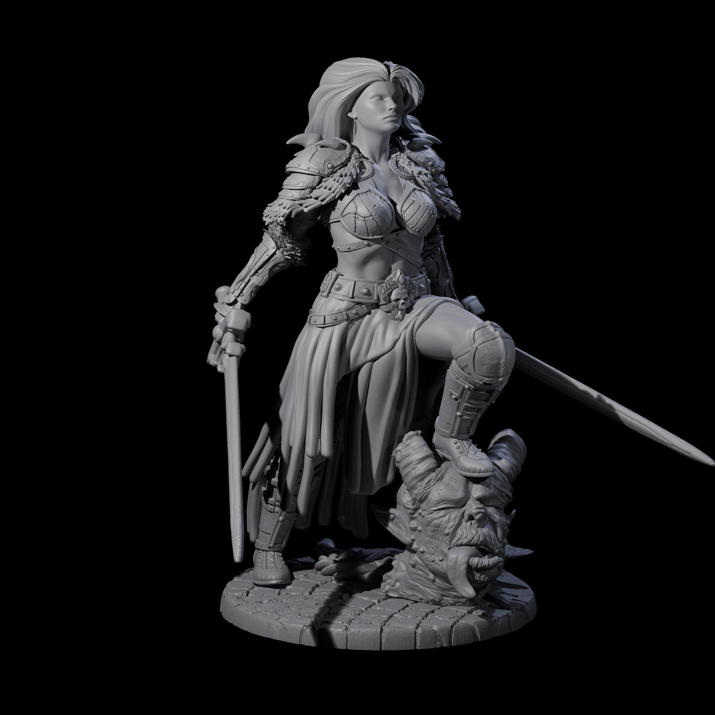 Lady Baudicea - Troll Slayer Fighter Miniature for Dungeons and Dragons, Pathfinder or other TTRPGs