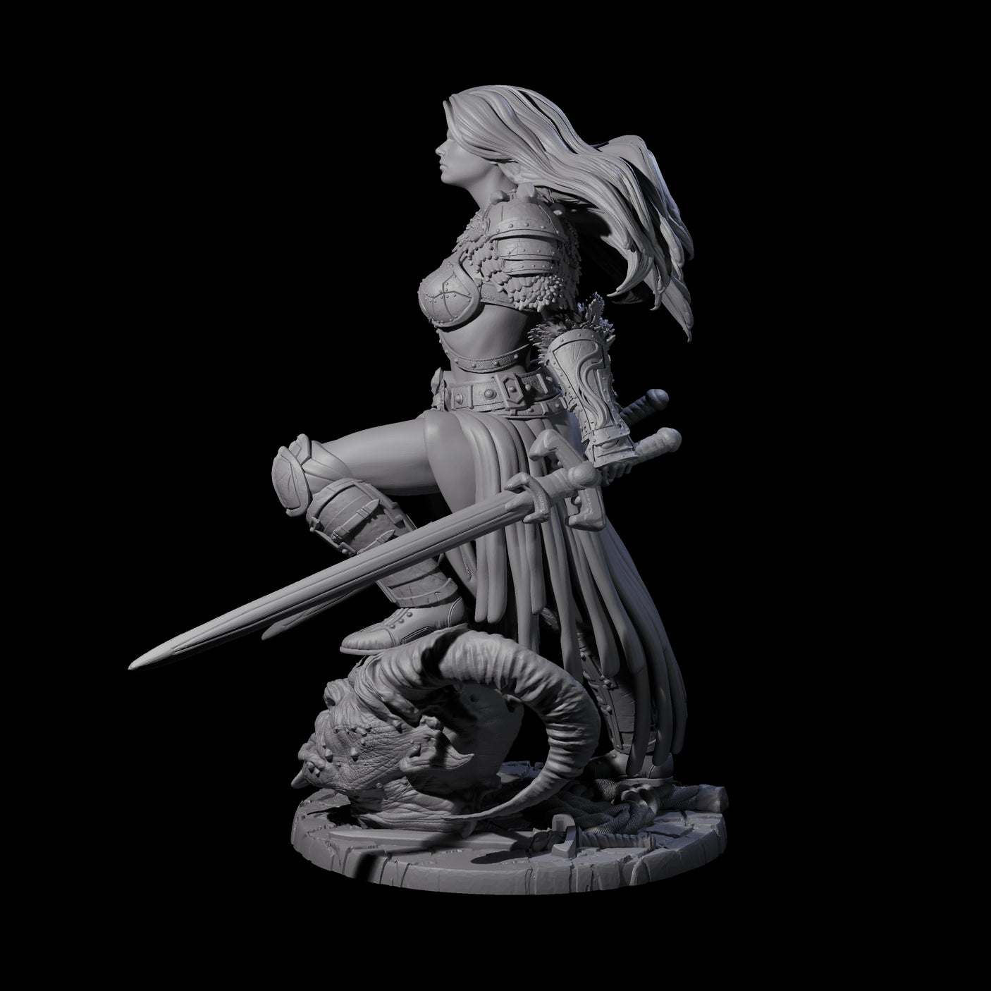 Lady Baudicea - Troll Slayer Fighter Miniature for Dungeons and Dragons, Pathfinder or other TTRPGs