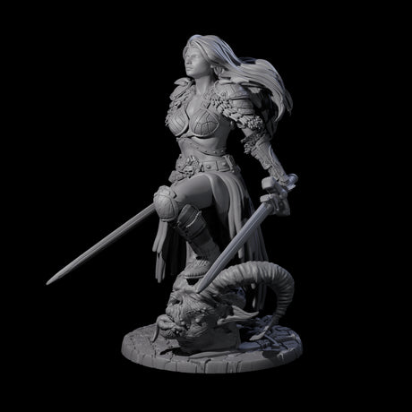 Lady Baudicea - Troll Slayer Fighter Miniature for Dungeons and Dragons, Pathfinder or other TTRPGs