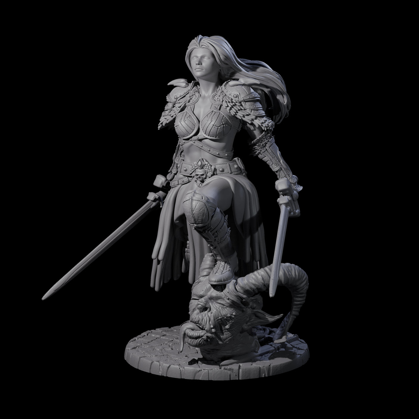 Lady Baudicea - Troll Slayer Fighter Miniature for Dungeons and Dragons, Pathfinder or other TTRPGs