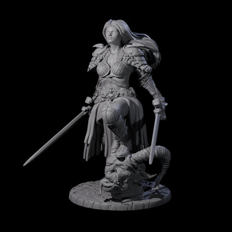 Lady Baudicea - Troll Slayer Fighter Miniature for Dungeons and Dragons, Pathfinder or other TTRPGs