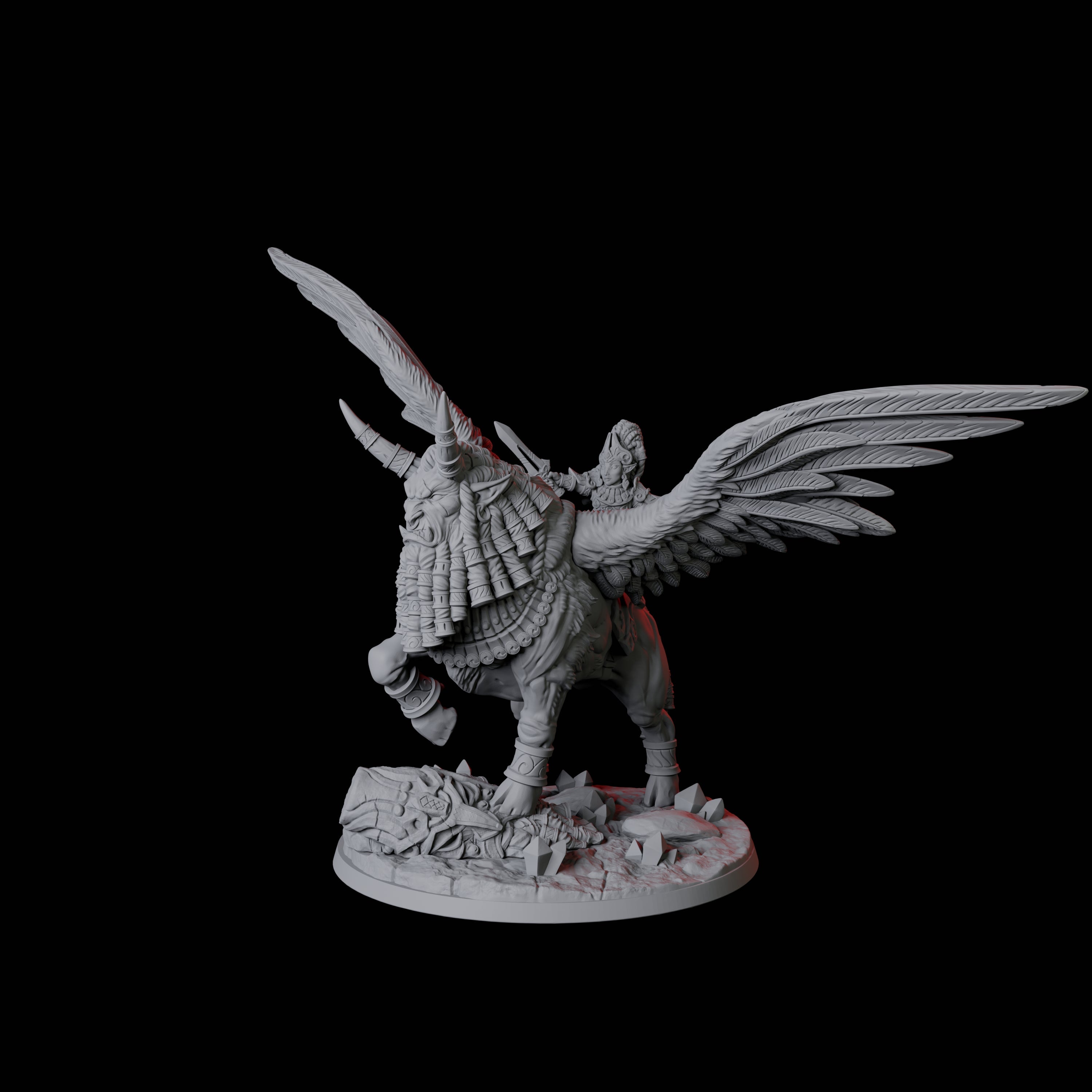 Lamassu Mounted Gnome Queen Miniature for Dungeons and Dragons, Pathfinder or other TTRPGs