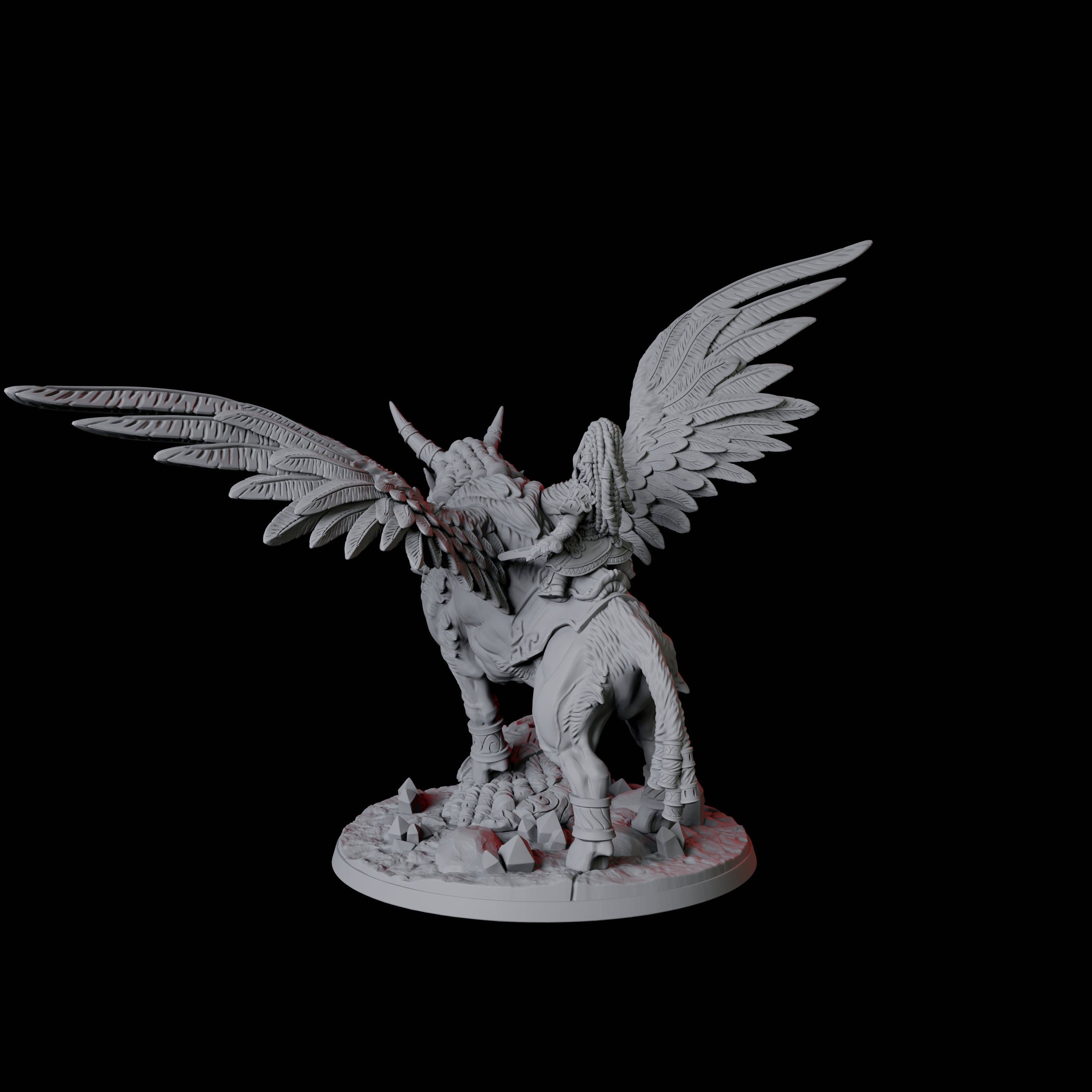 Lamassu Mounted Gnome Queen Miniature for Dungeons and Dragons, Pathfinder or other TTRPGs