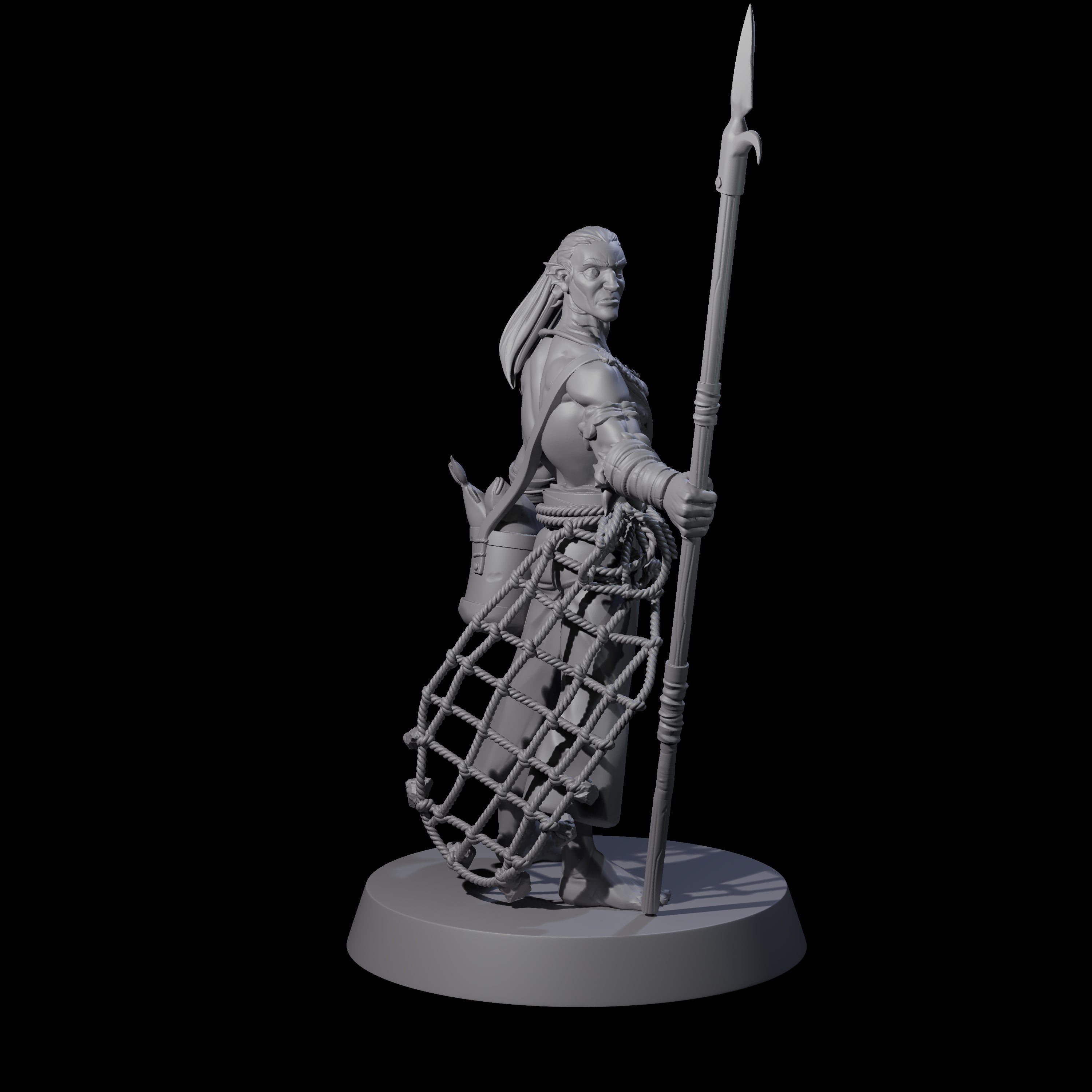 Land Living Merfolk Fisherman Miniature for Dungeons and Dragons, Pathfinder or other TTRPGs