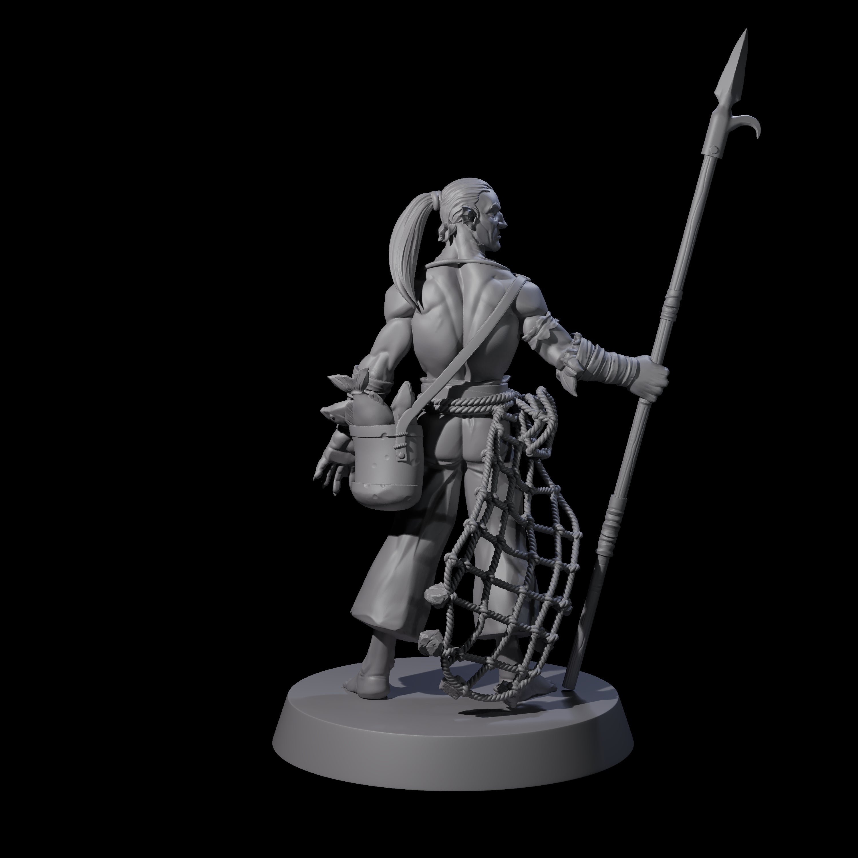Land Living Merfolk Fisherman Miniature for Dungeons and Dragons, Pathfinder or other TTRPGs