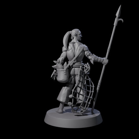 Land Living Merfolk Fisherman Miniature for Dungeons and Dragons, Pathfinder or other TTRPGs