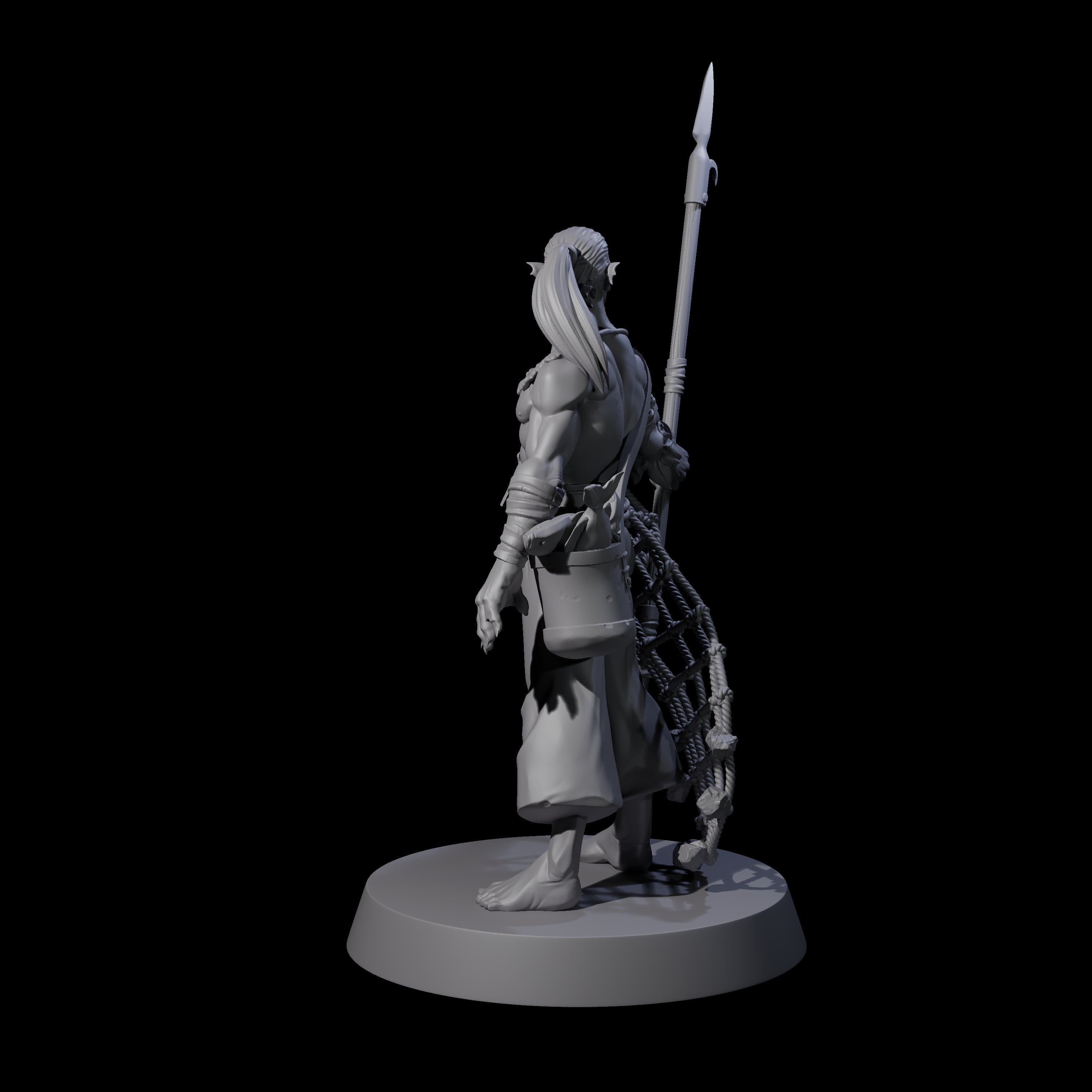 Land Living Merfolk Fisherman Miniature for Dungeons and Dragons, Pathfinder or other TTRPGs