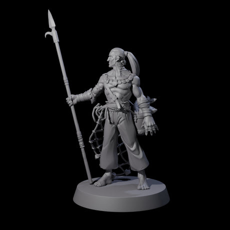 Land Living Merfolk Fisherman Miniature for Dungeons and Dragons, Pathfinder or other TTRPGs