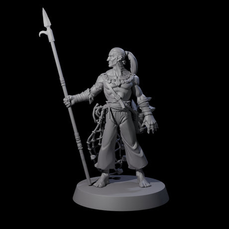 Land Living Merfolk Fisherman Miniature for Dungeons and Dragons, Pathfinder or other TTRPGs