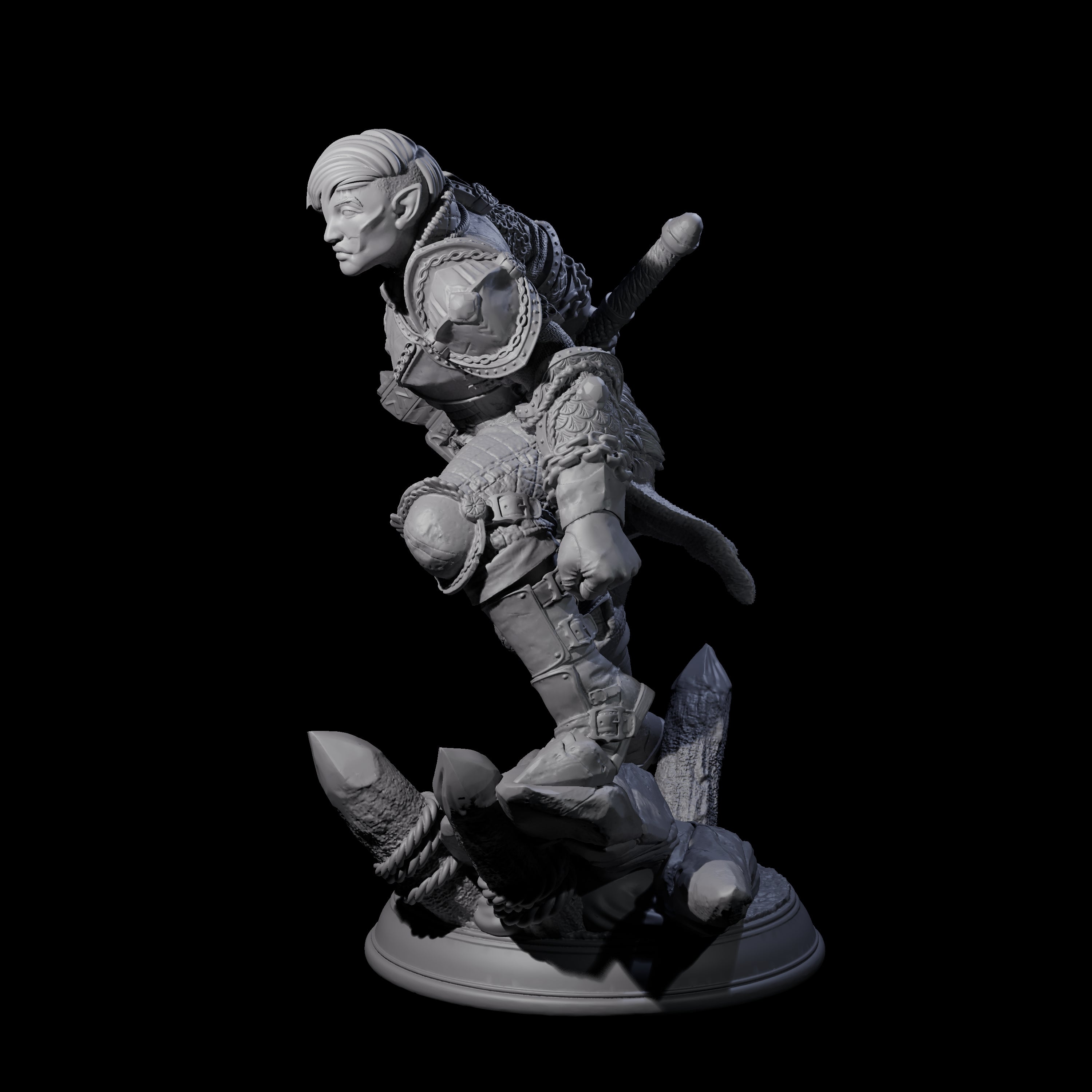 Leaning Elf Fighter Miniature for Dungeons and Dragons, Pathfinder or other TTRPGs