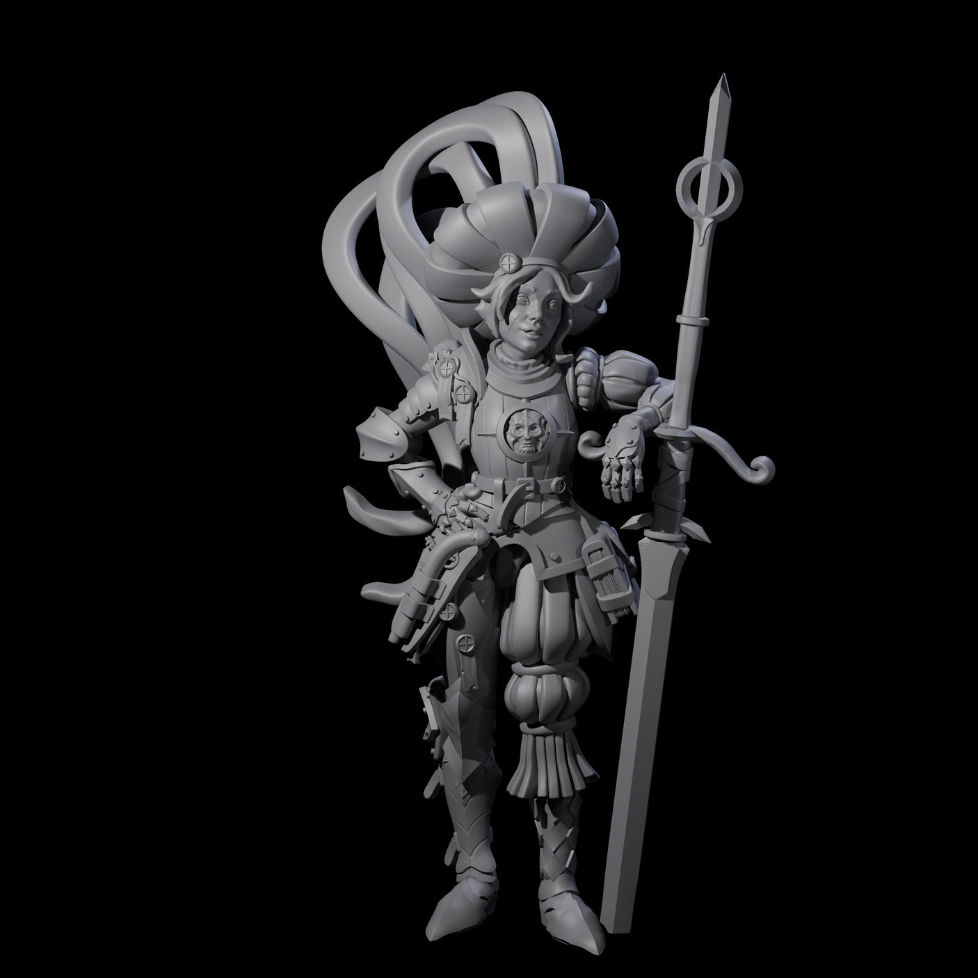 Leaning Fancy Guard Miniature for Dungeons and Dragons, Pathfinder or other TTRPGs