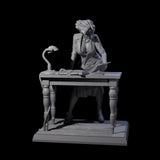 Leaning Over Human Investigator Miniature for Dungeons and Dragons, Pathfinder or other TTRPGs