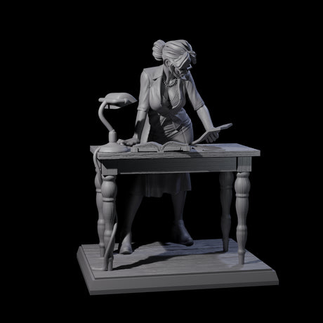 Leaning Over Human Investigator Miniature for Dungeons and Dragons, Pathfinder or other TTRPGs