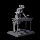 Leaning Over Human Investigator Miniature for Dungeons and Dragons, Pathfinder or other TTRPGs