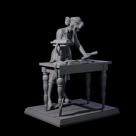 Leaning Over Human Investigator Miniature for Dungeons and Dragons, Pathfinder or other TTRPGs
