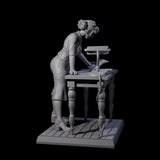 Leaning Over Human Investigator Miniature for Dungeons and Dragons, Pathfinder or other TTRPGs