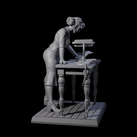 Leaning Over Human Investigator Miniature for Dungeons and Dragons, Pathfinder or other TTRPGs