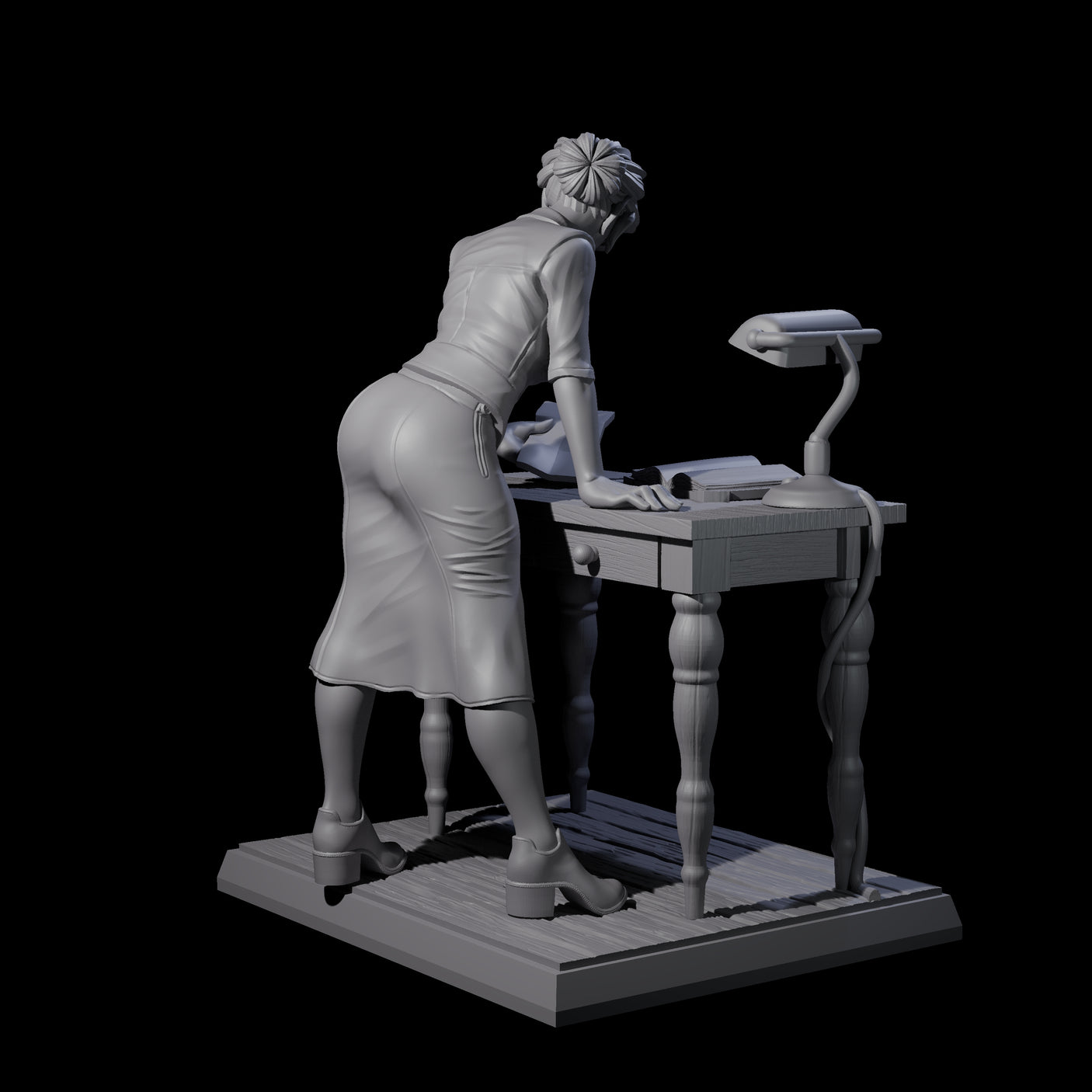 Leaning Over Human Investigator Miniature for Dungeons and Dragons, Pathfinder or other TTRPGs
