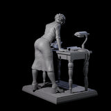 Leaning Over Human Investigator Miniature for Dungeons and Dragons, Pathfinder or other TTRPGs