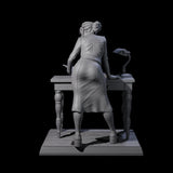 Leaning Over Human Investigator Miniature for Dungeons and Dragons, Pathfinder or other TTRPGs