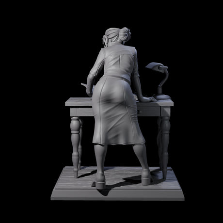 Leaning Over Human Investigator Miniature for Dungeons and Dragons, Pathfinder or other TTRPGs