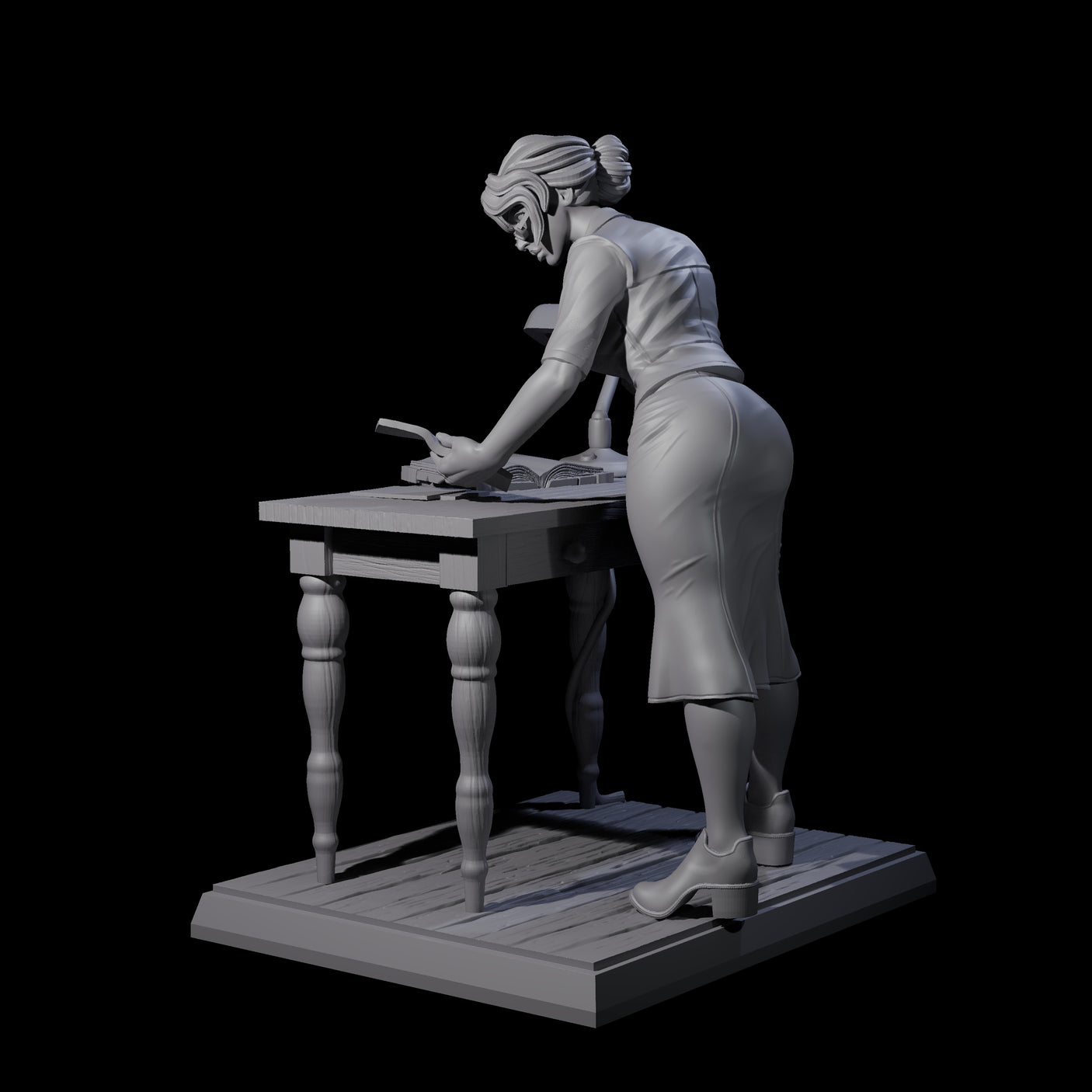 Leaning Over Human Investigator Miniature for Dungeons and Dragons, Pathfinder or other TTRPGs