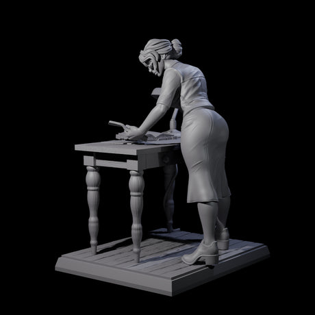Leaning Over Human Investigator Miniature for Dungeons and Dragons, Pathfinder or other TTRPGs