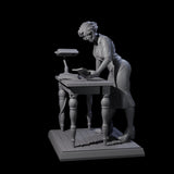 Leaning Over Human Investigator Miniature for Dungeons and Dragons, Pathfinder or other TTRPGs