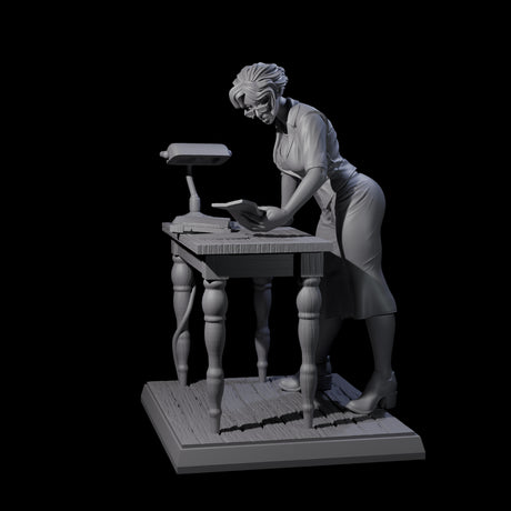 Leaning Over Human Investigator Miniature for Dungeons and Dragons, Pathfinder or other TTRPGs