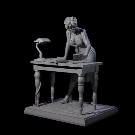 Leaning Over Human Investigator Miniature for Dungeons and Dragons, Pathfinder or other TTRPGs