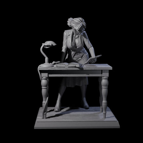 Leaning Over Human Investigator Miniature for Dungeons and Dragons, Pathfinder or other TTRPGs