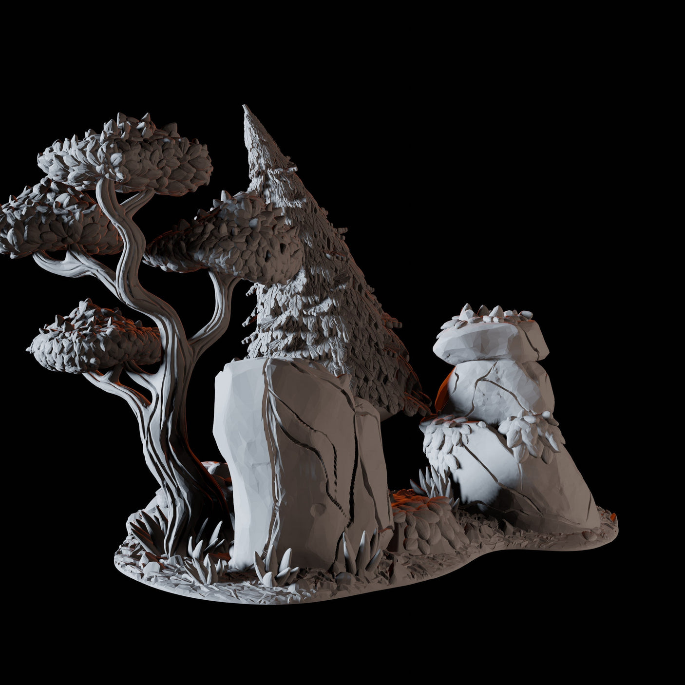 Leaning Pine Tree Miniature for Dungeons and Dragons, Pathfinder or other TTRPGs
