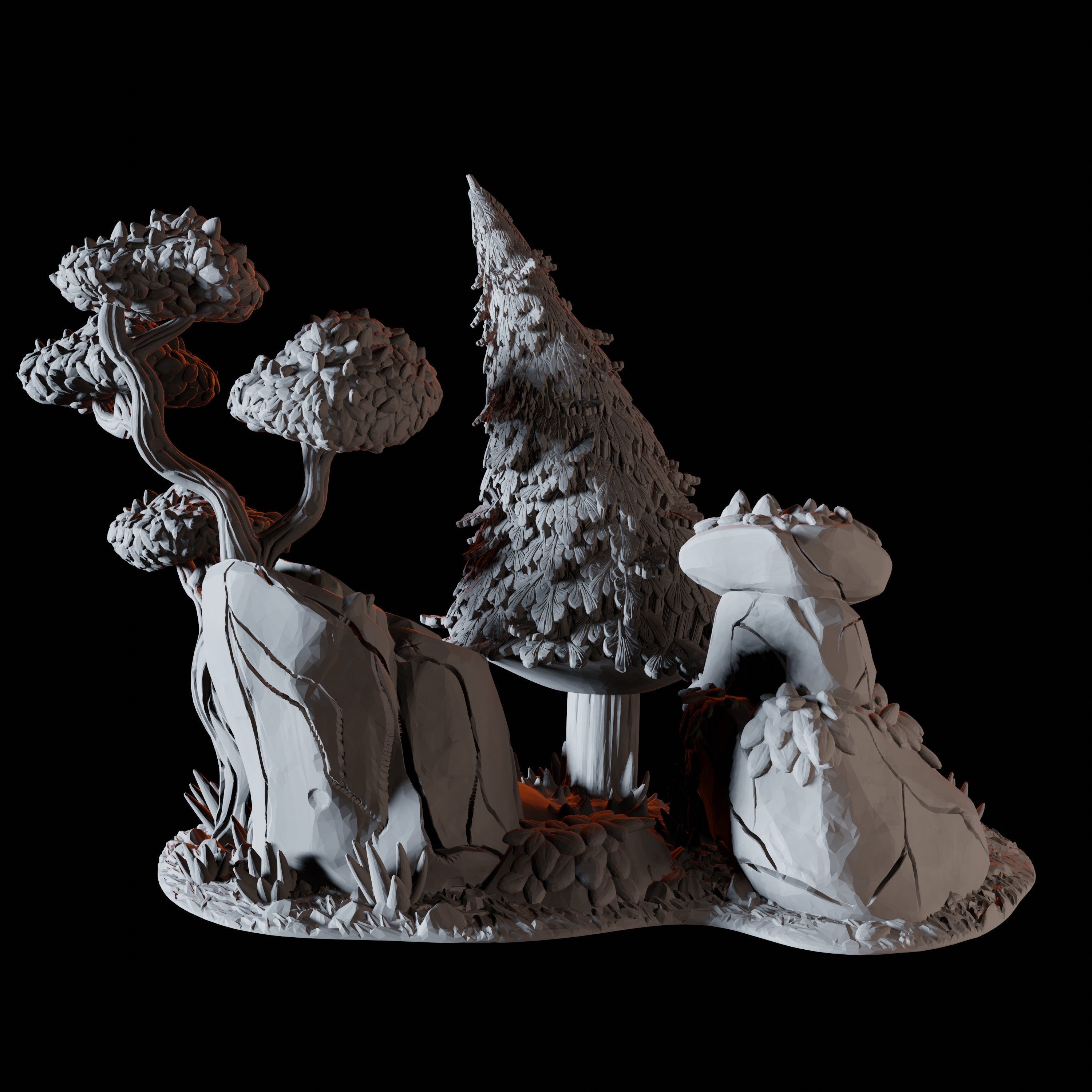 Leaning Pine Tree - Forest Scatter Terrain Miniature for Dungeons and Dragons - Myth Forged