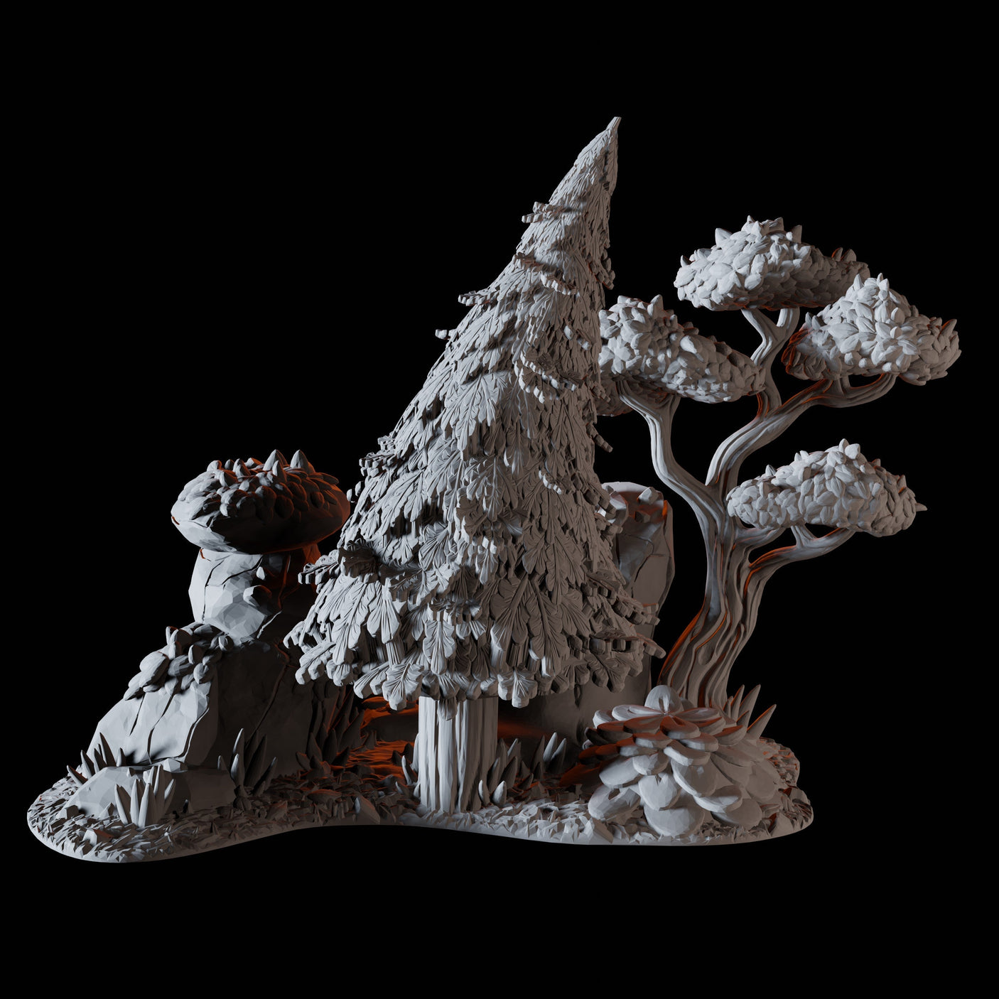 Leaning Pine Tree Miniature for Dungeons and Dragons, Pathfinder or other TTRPGs