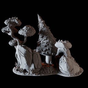 Leaning Pine Tree Miniature for Dungeons and Dragons, Pathfinder or other TTRPGs