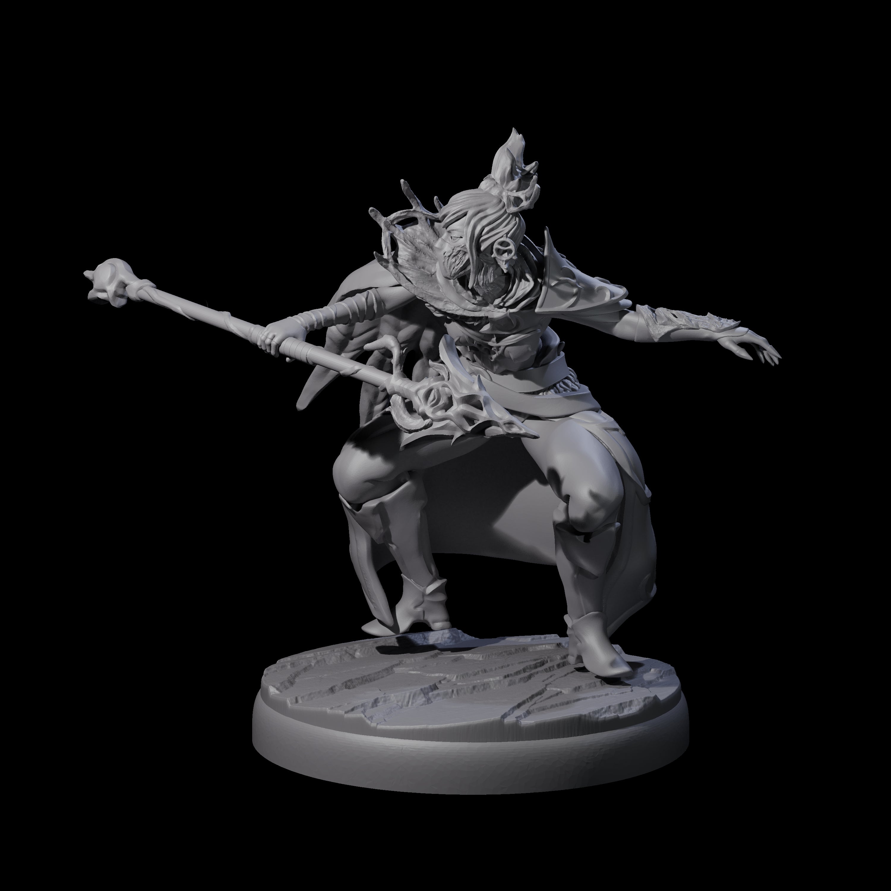 Leaping Dark Elf Underdark Guardian C Miniature for Dungeons and Dragons, Pathfinder or other TTRPGs