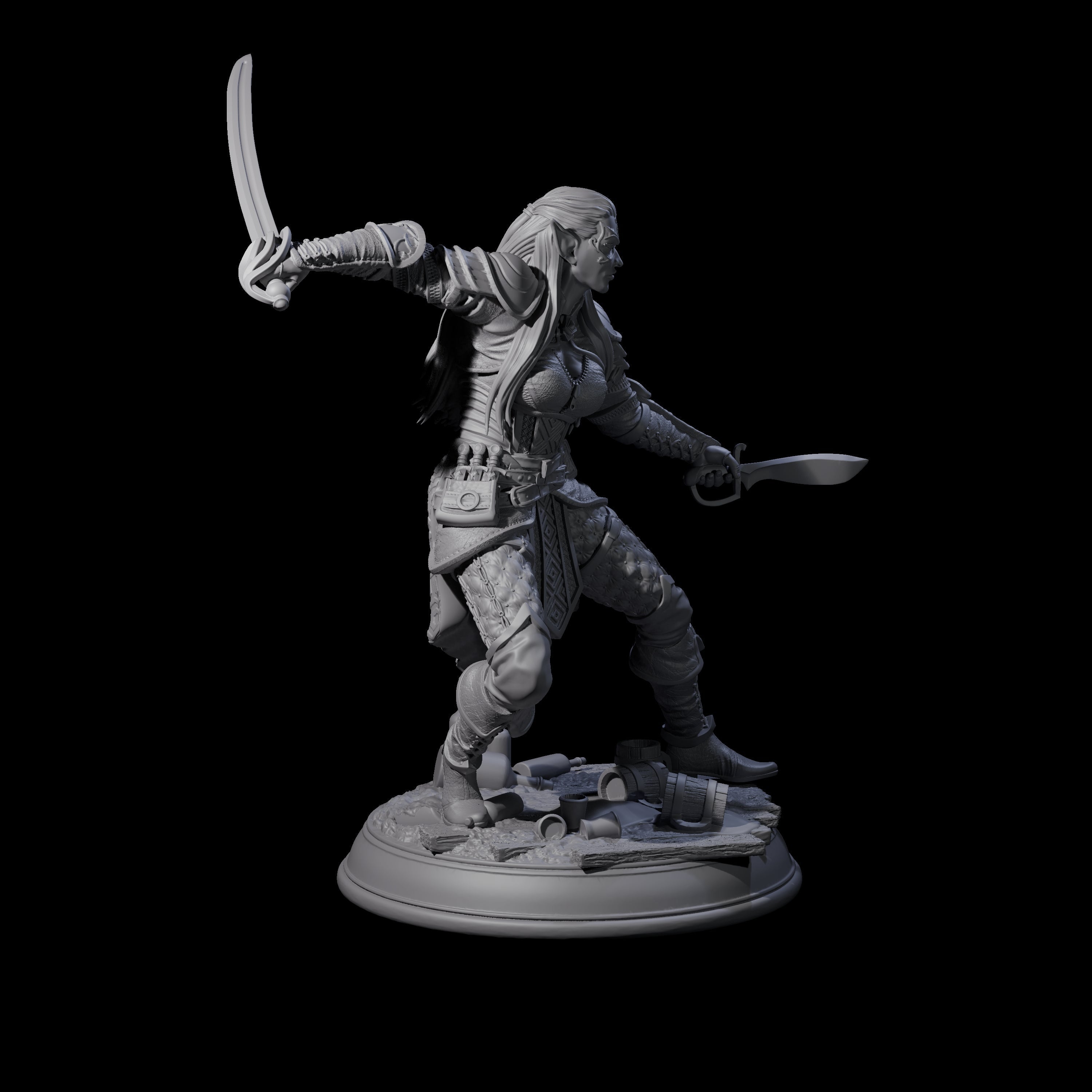 Leaping Elf Swordmaster Miniature for Dungeons and Dragons, Pathfinder or other TTRPGs