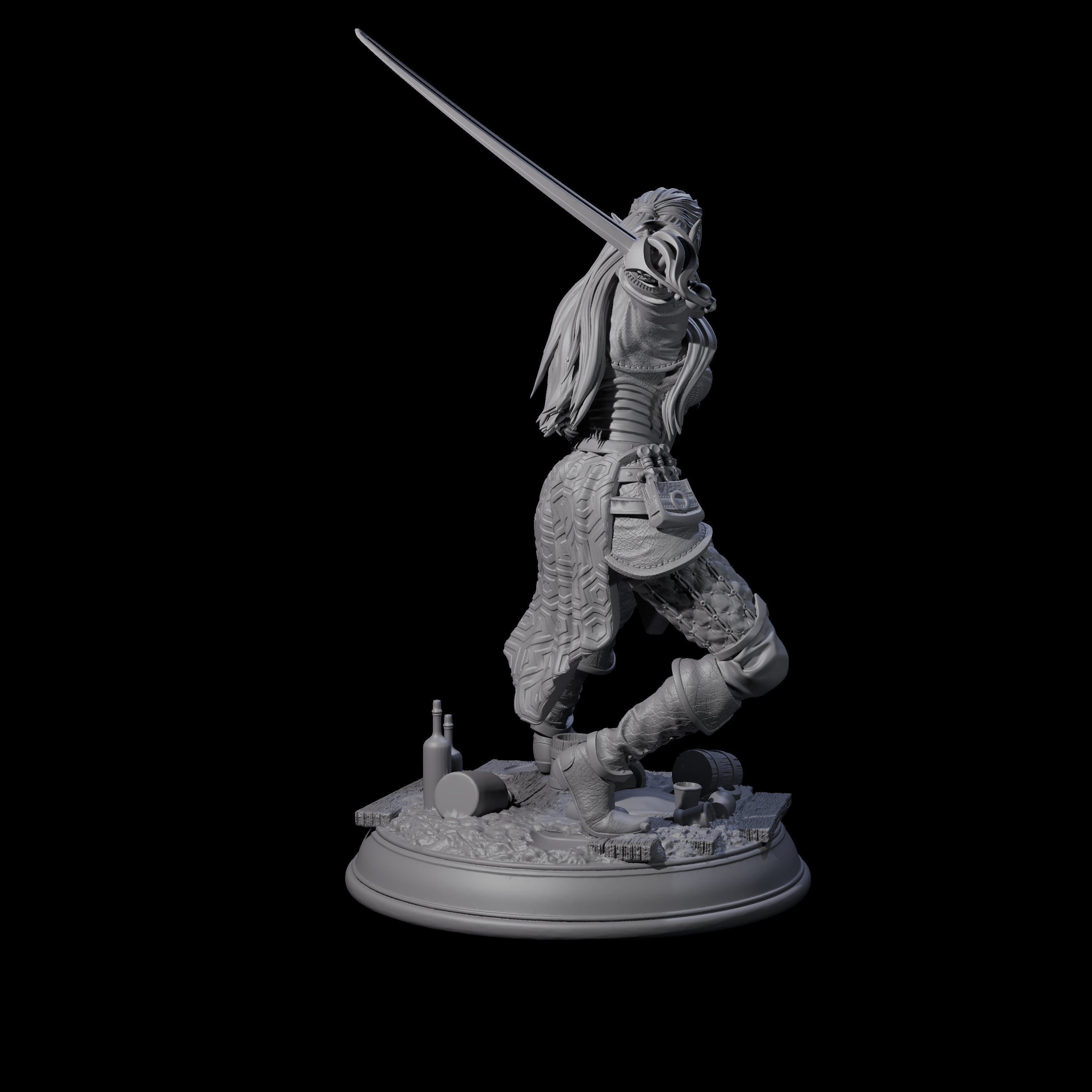 Leaping Elf Swordmaster Miniature for Dungeons and Dragons, Pathfinder or other TTRPGs